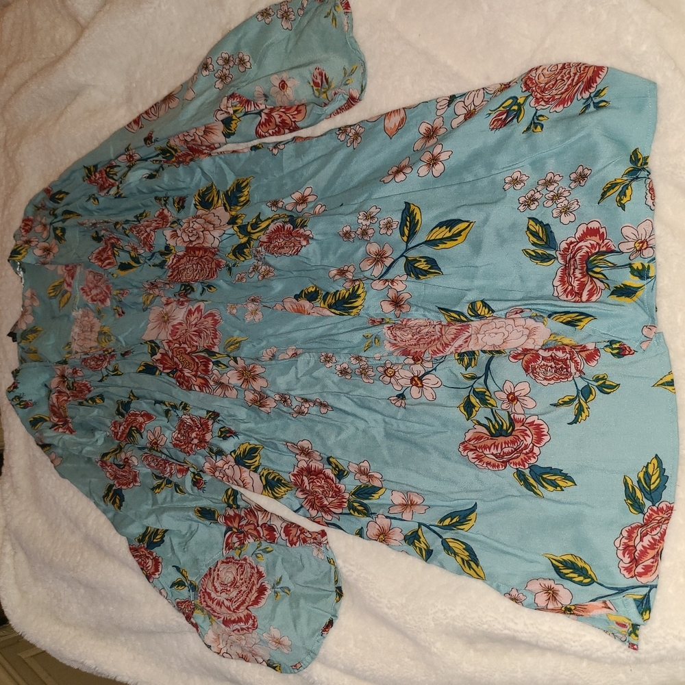 Angie Size Large Teal Floral Design Coverup 💙💚💛🩶🩷❤NWT